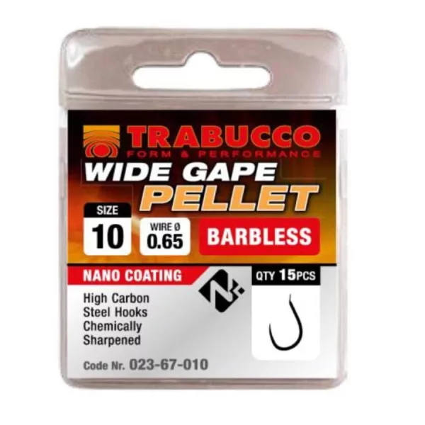 Trabucco Wide Gape Pellet 12 Trnek s ploščico, brez brade 15kos