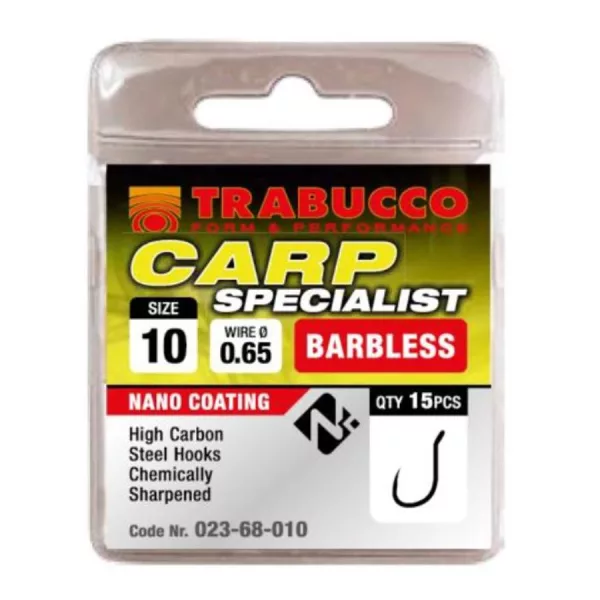 Trabucco Carp Specialist 10 Trnek z ušesom, Brez brade 15 kosov