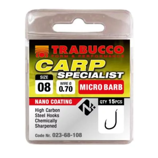 Trabucco Carp Specialist 10 Ploščat, Trnek z brado 15 kosov