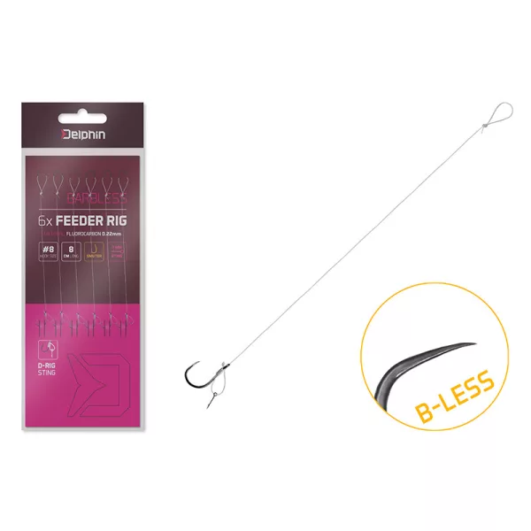 Delphin FLR D-rig 8cm 0,22mm 6-ka z očesom, Brez brade, Predvezan trnek z bodico za vabo 6db