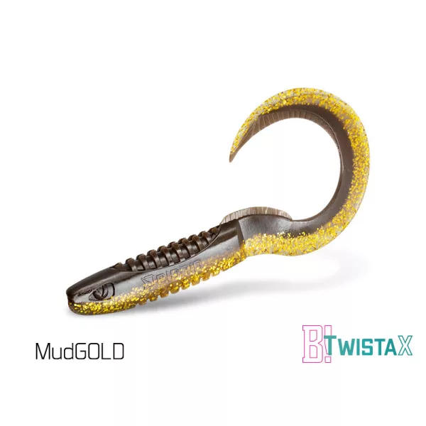Delphin TwistaX Eeltail UVs - MudGold 15cm Plastična vaba 5 kos