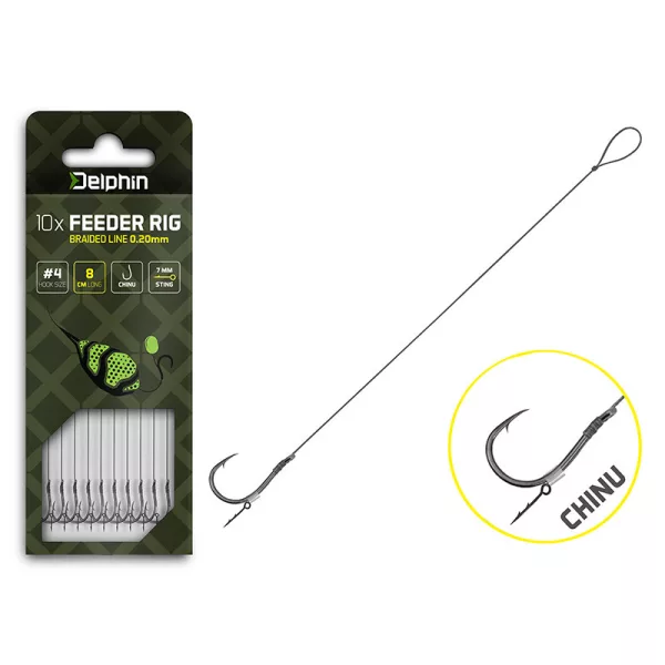Delphin Braided Sting Feeder Rig 12cm Pletena predvrvica s 6 trneki Chinu 10kos