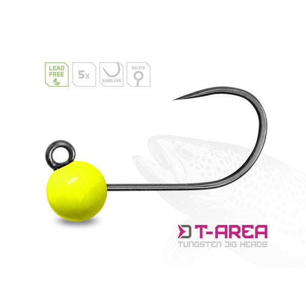 Delphin T-Area BL Tungsten Jig 4mm 0,6gr 6 Fluorescentno rumena Glava mikro jiga 5db