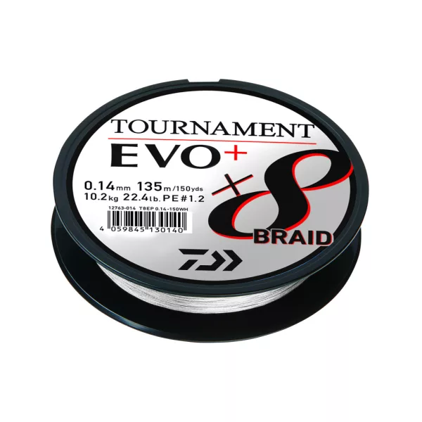 Daiwa Tournament X8 Braid Evo+ Fehér 0,10mm 2700m Fonott Főzsinór