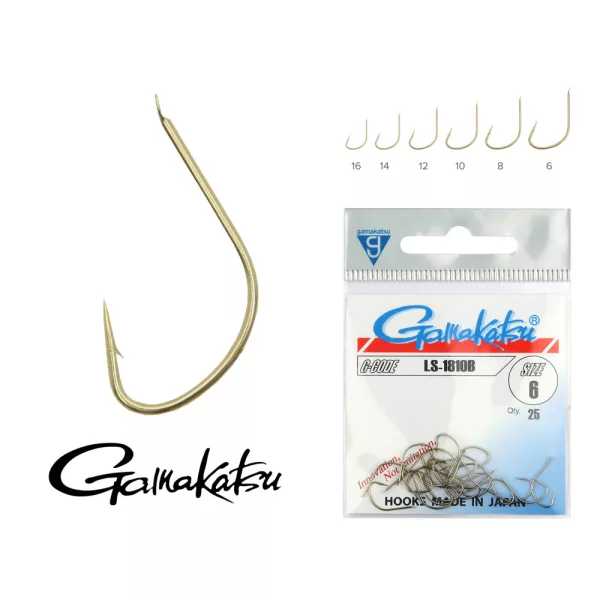 Gamakatsu LS-1312F/018 Črna 18 25db/csomag Krapolovni trnek z lopatko in brado