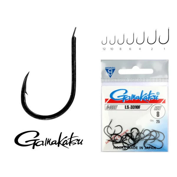 Gamakatsu LS-3310F/008 Črn 8 25 kosov/paket S ploščico Z zadrgo Kraparski trnek