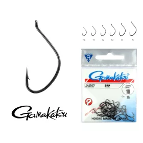   Gamakatsu F-22/008 Črna 8 25 kosov/paket Z ušesom Z brado Trnek za fin pribor