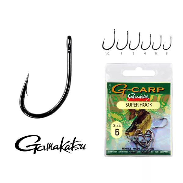 Gamakatsu G-Carp super Črn 1/0 10 kosov/paket Feeder trnek z ušesom in bodico