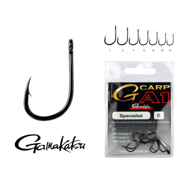 Gamakatsu G-Carp A1 Specialist Črna 4 10 kosov/paket Z ušesom Z brado Feeder trnek