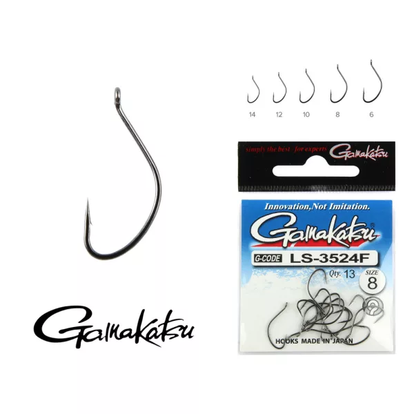Gamakatsu A1 Teflon Super Hook Črna 8 10 kosov/paket Očesna Z bodico Bojli kavelj