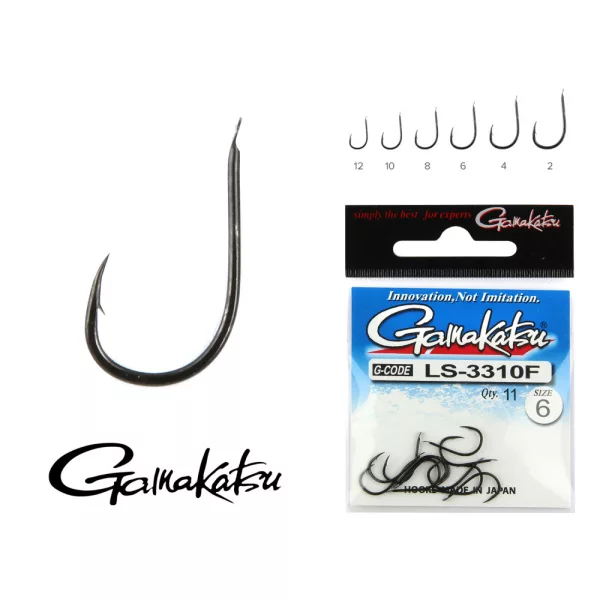 Gamakatsu LS-3310F/008 N/L Črna 8 11 kos/paket Z ploščico Z brado Feeder kavelj