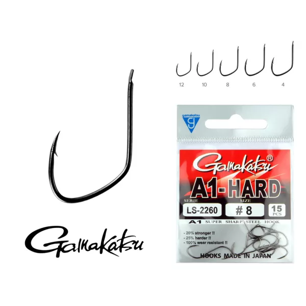 Gamakatsu LS-2260NSB/006 A1 Črna 6 15 kos/paket Z ploščico Z brado Feeder kavelj