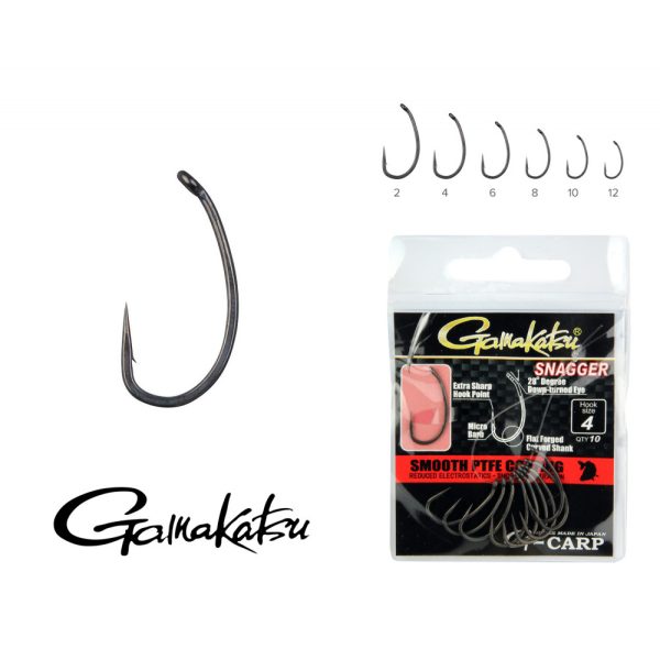 Gamakatsu G-Carp Snagger Črn 6 10 kosov/paket Z očesom Mikro zadrga Kraparski trnek