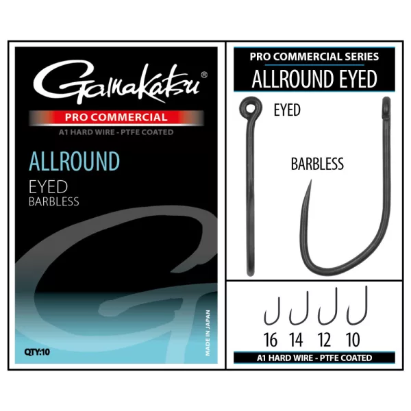 Gamakatsu Coars Pro-C Allround Eyed A1 PTFE BL Trnkast brez ostri (kavelj) z očescem #16