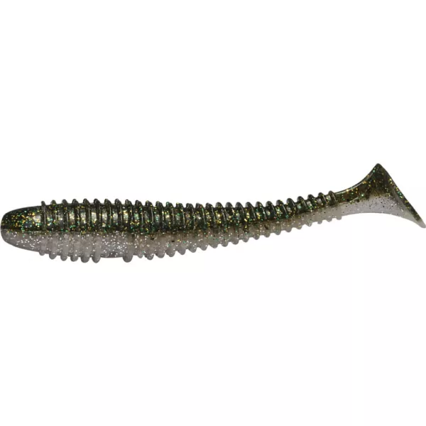 Rapture Ribbed Swing Shad 4cm Smoke Green Plastična vaba 14 kos