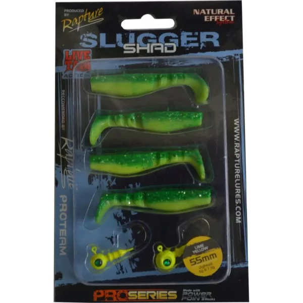 Rapture Slugger Shad Set 5,5cm Lime Yellow 4+2 kos Set umetnih vab