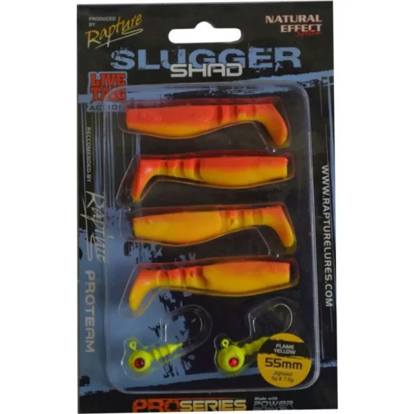 Rapture Slugger Shad Set 5,5cm Flame Yellow 4+2 kos Set umetnih vab