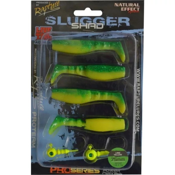 Rapture Slugger Shad Set 7,5cm Limetno Rumena 4+2kom Komplet umetnih vab