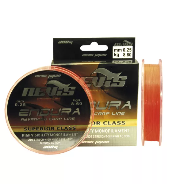 Nevis Endura 300m 0.25mm Monofilamentna glavna vrvica-Fluo rdeča
