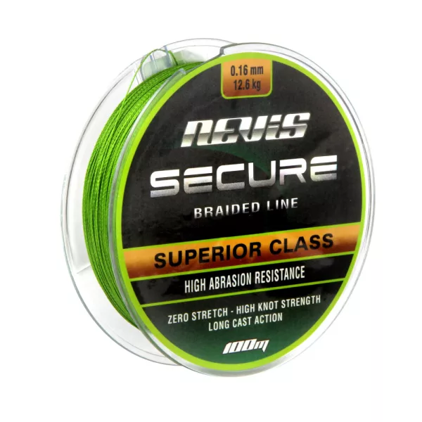 Nevis Secure Braided 100m 0.08mm Pletena glavna vrvica-Zelena