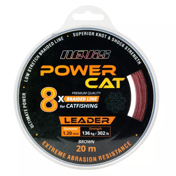 Nevis Powercat Braid Leader X8 20m 0.60mm Pletena predvrvica-Rjava