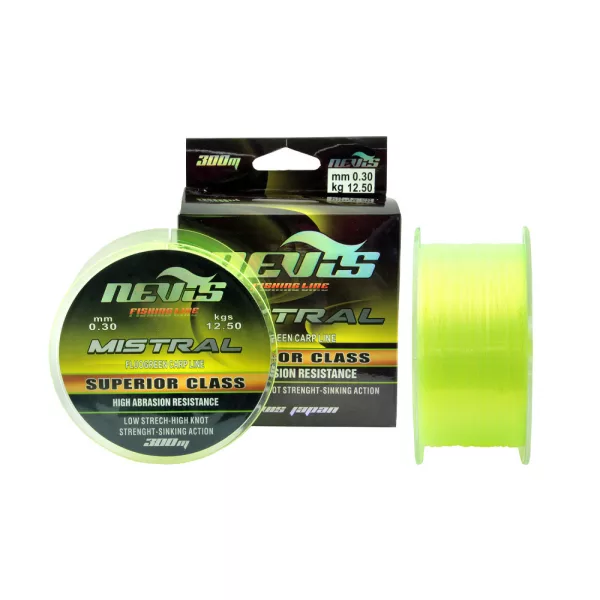 Nevis Mistral Fluo 300m 0.22mm Monofil glavna vrvica-Fluo zelena