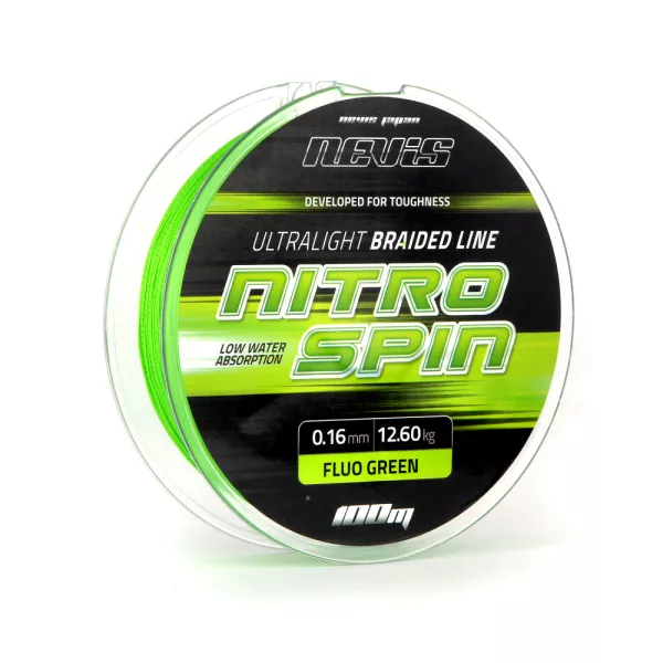 Nevis Nitro Spin 100m 0.12mm Pletena glavna vrvica-Fluorescentno zelena