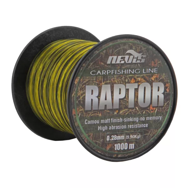 Nevis Raptor 1000m 0.30mm Monofilna glavna vrvica-Rumena+zelena