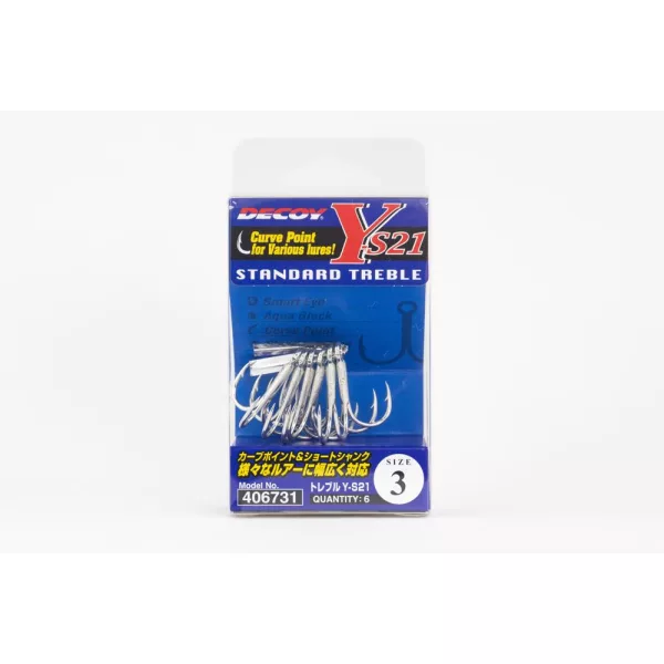 Decoy Y-S21 Standard #8 Füles Szakállas Háromágú Horog 6db