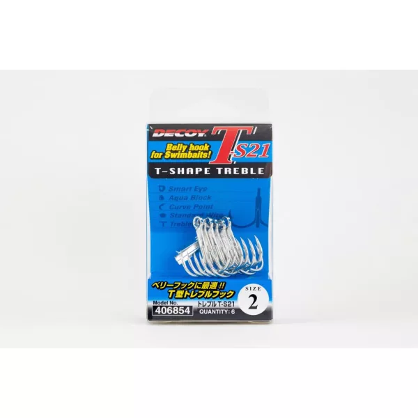 Decoy T-S21 Belly Hook #2 Füles Szakállas Háromágú Horog 6db