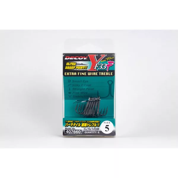 Decoy Y-F33F Extra Fine Wire #5 Füles Szakállas Háromágú Horog 6db