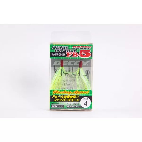 Decoy Fiber Teaser FB-5 #4 Füles Szakállas Háromágú Horog 2db