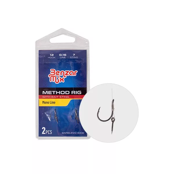Benzar Method Povezan Kavelj 8 na monofilni vrvici s 10 mm trnom za vabo
