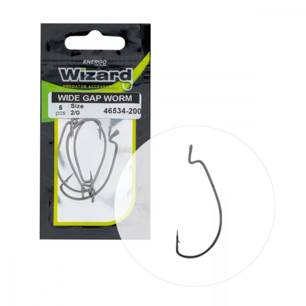Wizard Wide Gap Worm Z ušesom in brado 2/0 Spining-offset trnek