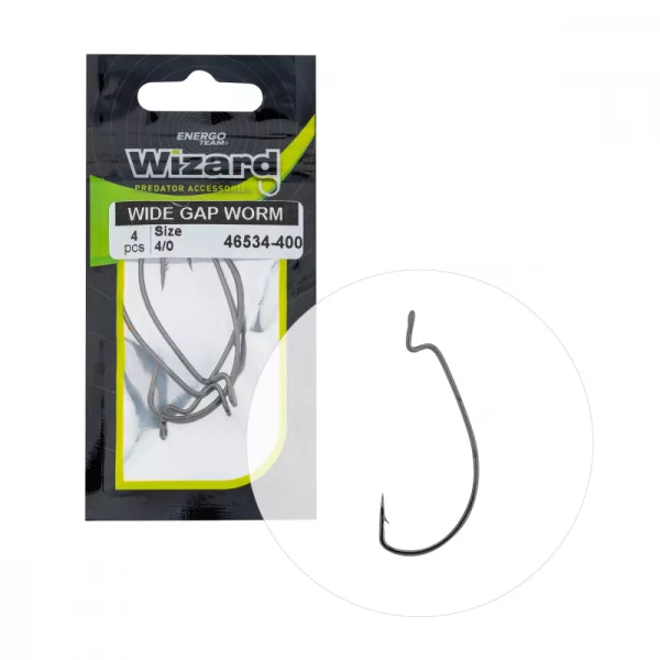 Wizard Wide Gap Worm Z ušesom in brado 4/0 Spining-offset trnek