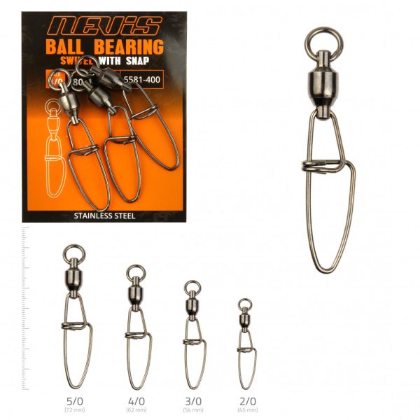 Nevis Kroglični ležajni vrtljivi s Sponko 4/0 3db