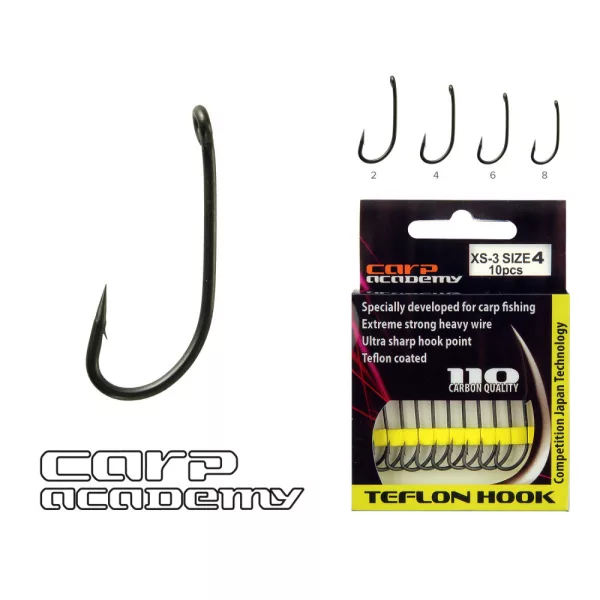 Carp Academy Teflon Hook XS-3 Črna 4 10 kosov/paket Ušesna Bodljikava Bojli kavelj
