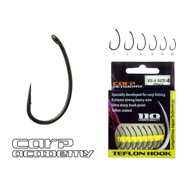 Carp Academy Teflon Hook XS-3 Črna 8 10 kosov/paket Ušesna Bodljikava Bojli kavelj