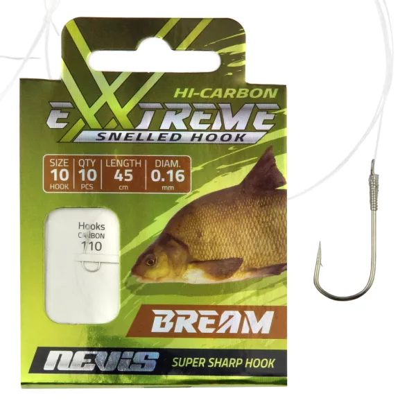 Nevis 14 z brado, z ušesom 45cm 0,12mm monofilament predvezan kavelj za orado 10 kos
