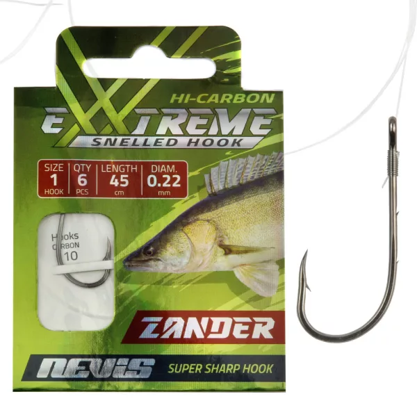 Nevis 2 z brado, z ušesom 45cm 0,22mm monofilament predvezan kavelj za smuča 6 kos