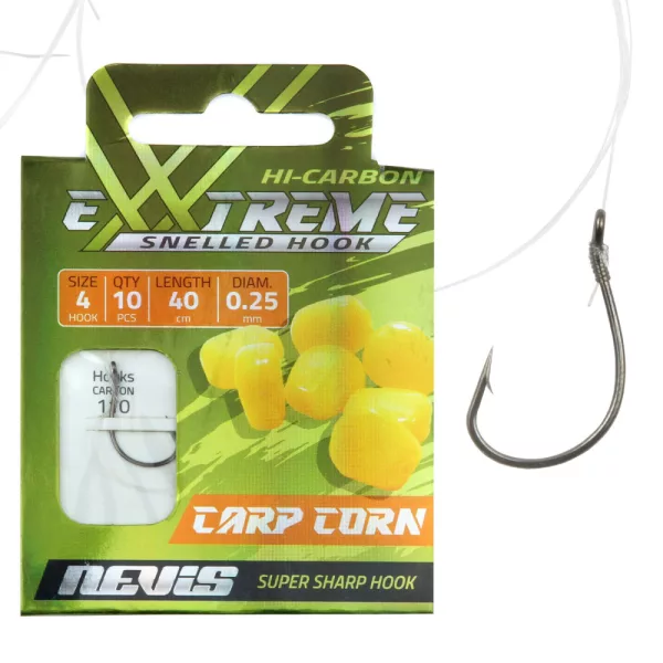 Nevis 8 z brado, z ušesom 40cm 0,22mm monofilament predvezan krapolovski kavelj 10 kos