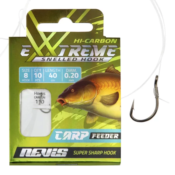 Nevis 6 z brado, z ušesom 40cm 0,22mm monofilament predvezan feeder kavelj 10 kos