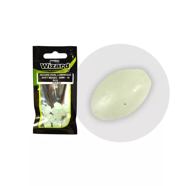 Wizard Harcsázó Ovalen Fosforescenten 8mm Gumijasta kroglica 10 kosov