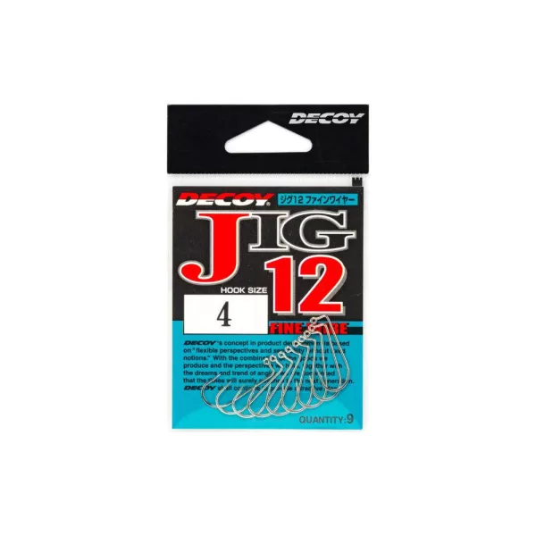 Decoy Jig12 Fine Wire #4 Füles Szakállas Egyágú Jig Horog 9db