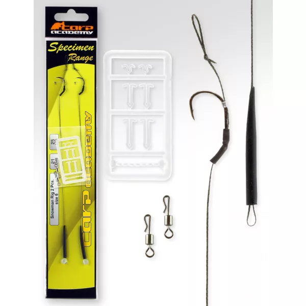 Carp Academy Snowmen Rig Črna 8 2 kosa/paket Ušesni z bodico pleteni predvezani trnek