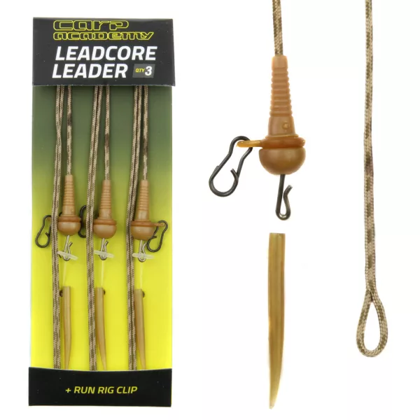 Carp Academy Predvezana Leadcore oprema Run Rig montirana s svinčeno sponko 3 kosov