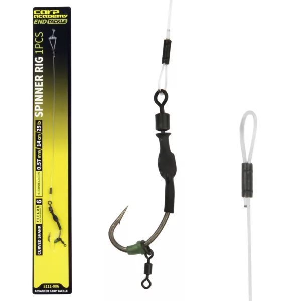 Carp Academy Spinner Rig Curved Shank Rig 4 Trnek za Bojle, Z Bodico in Ušesom, Spinner