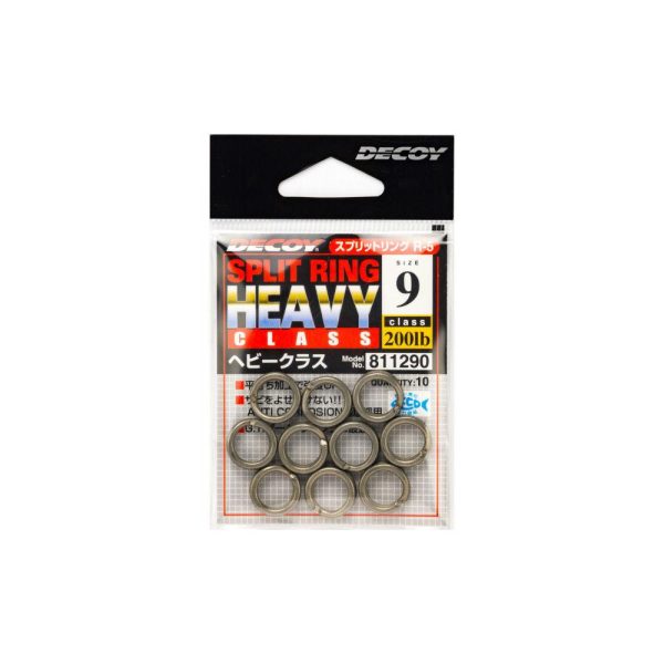 Decoy R-5 Heavy Class Silver 9 200lb Split Ring Kulcskarika 10db