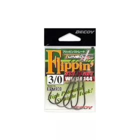   Decoy Worm 144 Flippin Straight #3/0 Füles Szakállas Egyágú Ragadozóhalas Horog 4db