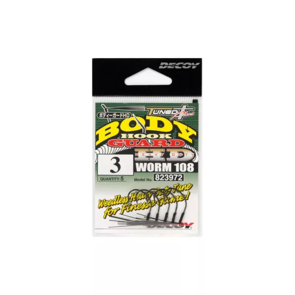 Decoy Worm 108 Body Guard HD #5 Füles Szakállas Egyágú Ragadozóhalas Horog 5db